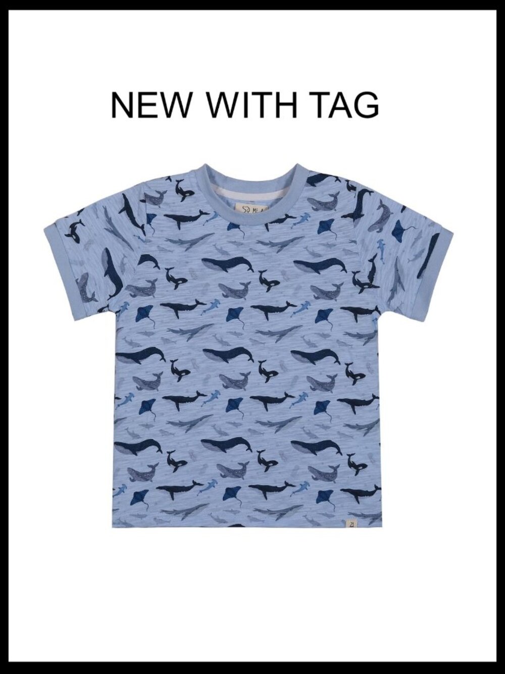 NWT - ME & HENRY Light Blue Short Sleeve Cotton Tee with Whale Graphic Size 5/6Y